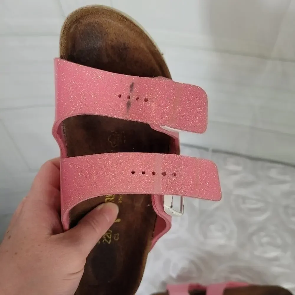 BIRKENSTOCK Arizona Pink Glitter Double Buckle Sandals EU Size 34 /US 3.5
